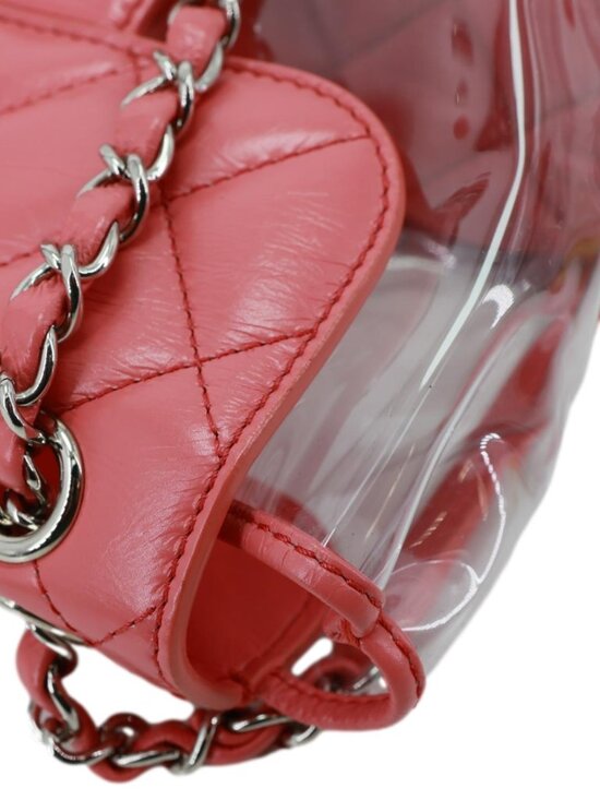 Chanel  Crumpled Crumpled Quilted Calfskin PVC Backpack Pink main image 4